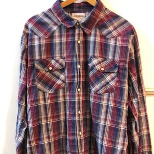 Warp and Weft Plaid Button Down Sz XL